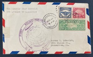 1929 Los Angeles CA USA LZ 127 Graf Zeppelin First Round World Flight cover FFC