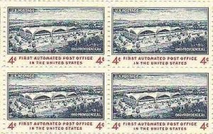 1960 First Automated Post Office Block of 4 4c Stamps, Sc# 1164, MNH, OG