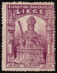 1905 Belgium Cinderella Poster Stamp Liege Universal Exposition Unused