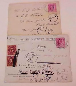 CAPE OF GOOD  USA DUES KLOOF STREET AUG 1906 B/S NY also CAPETOWN 1904 B/S NY