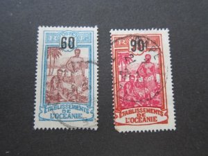 French Polynesia 1923 Sc 60,63 FU