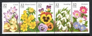 US 3029a MNH VF Garden Flowers Booklet Pane Complete set