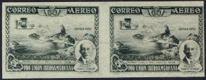 SPAIN 1930 SPANISH AMERICAN EXHIBITION AIRMAIL 5C IMPERF PROOF PAIR MNH **