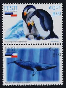 Estonia 555 Vertical pair MNH Whale, Penguin, Flags
