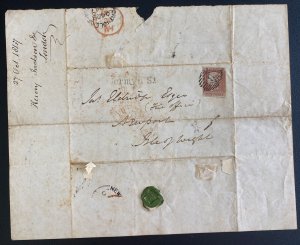 1847 England Letter Sheet Wax Seal Cover To Newport Isle Of Wright