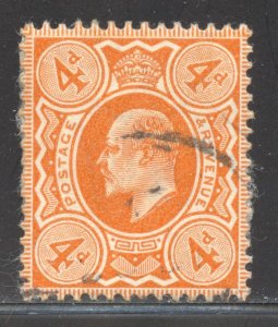 Great Britain Scott 150 (SG286) Used - 1911 4p King Edward VII - SCV $17.50