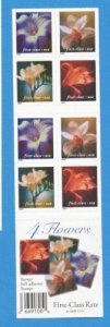 2000 Four Flowers Stamps Pane of 20 34c Postage Stamps, Sc#3454-3457, MNH, OG