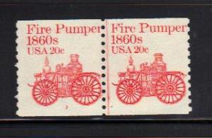 #1908 MNH Line pair #3 20c Fire Pumper 1981-84 Issue