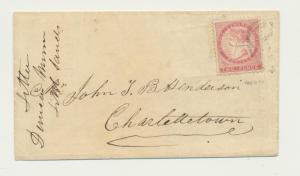 PRINCE EDWARD IS 1865 COVER, BARRED+MANUSCRIPT CANCELS RE-USED Sc#5(SEE BELOW
