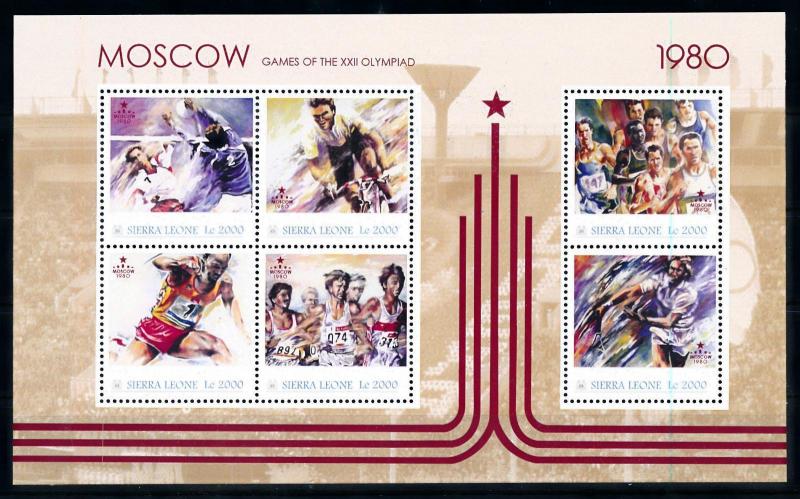 [78197] Sierra Leone 2010 Olympic Games Moscow Cycling Tennis Sheet MNH