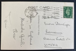 1937 Aylesbury England RPPC Postcard Cover To Lausanne Switzerland Hermitage Hou