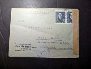 1943 Censored Czechoslovakia Cover Rakuosko to Vienna XX Austria Jan Brauer