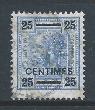 Austria Offices In Crete #3 Used 25h Franz Josef Issue Surcharged (w/Varnish ...