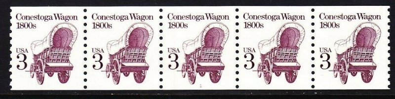 US 2252 MNH 1986 3¢ Conestoga Wagon 1800s PNC Strip of 5 Plate #1