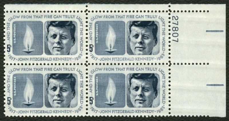 #1246 5c John F Kennedy, Plate Block [27807 UR] Mint **ANY 5=FREE SHIPPING**