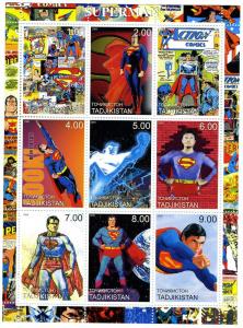 Tajikistan 2000 SUPERMAN AMERICAN COMIC BOOKS Sheet (9) Perforated Mint (NH)