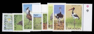 Uganda #799-806 Cat$17, 1990 Birds, complete set, never hinged