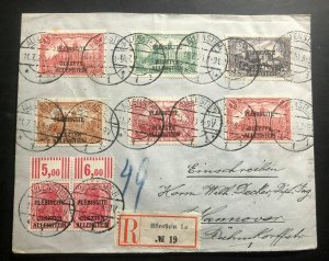 1920 Allenstein Olsztyn Registered Cover to Hanover Germany Plebiscite Stamp B