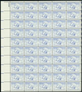 Universal Postal Union Full Sheet of Fifty 15 Cent Airmail Stamps Scott C43