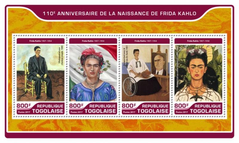 TOGO 2017 SHEET FRIDA KAHLO ART PAINTINGS tg17221a