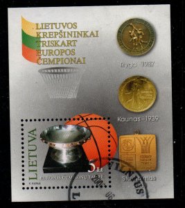 Lithuania Sc 756 2003  Basketball Champions  stamp sheet used