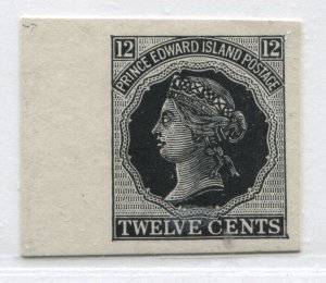 Prince Edward Island 1872 12 cents black Tilleard Plate Proof on card