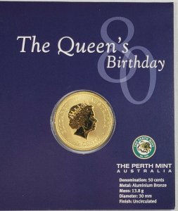 2006 The Queen's Birthday PNC Australia FDC Cover  UNC Commerative 50c Coin Set