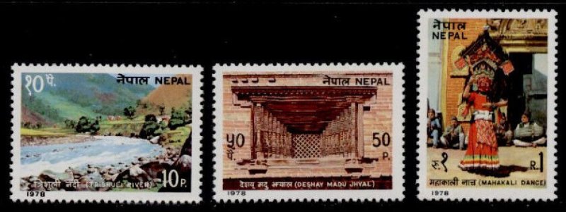 Nepal 347-9 MNH Tourism, Dancer, Trisula River 