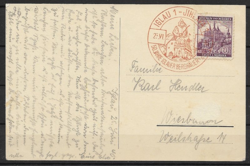 Bohemia & Moravia: 1940 Propaganda Card Iglau with Special Cancellation ...