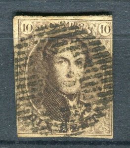 BELGIUM; 1850s classic Leopold Imperf issue used Shade of 10c. value Postmark