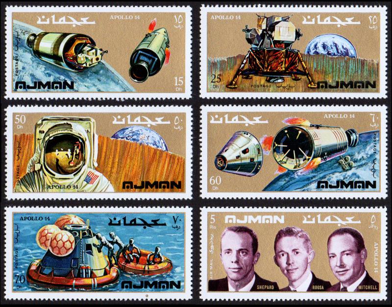 Ajman Mi #755-760 set/6 mnh - 1971 space - Apollo 14, Shepard, Roussa, Mitchell