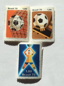Brazil–1978–Set of 3 “Sports/Soccer” stamps–SC# 1550-52 - MNH