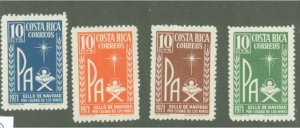 Costa Rica; Scott RA49-52;  1971; Christ Child & PAX; Unused; NH