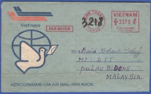 VIETNAM 1989 Military Formula Aerogramme BINH THANH - PULAU BIDONG Malaysia