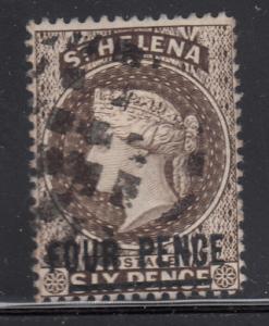 St Helena 1894 used Scott #38a Four Pence overprint on 6p Victoria