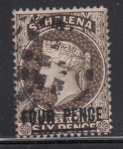 St Helena 1894 used Scott #38a Four Pence overprint on 6p Victoria