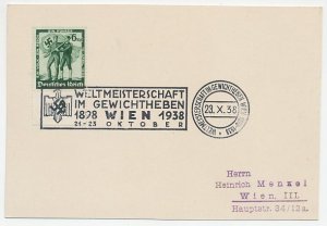 Postcard / Postmark Germany / Austria 1938 Weightlifting - World Championship