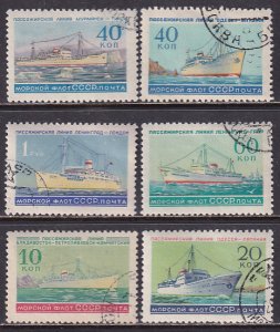 Russia 1959 Sc 2181-6 National Fleet of Ships Steamers Freighters Line Stamp CTO