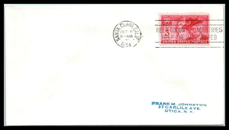 1954 US Cover - Santa Clara, California to Utica, New York K7 