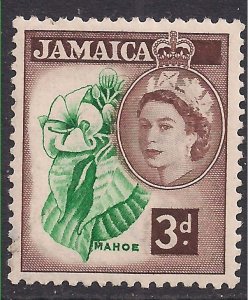 Jamaica 1956 - 58 QE2 3d Emerald & Red Brown MM SG 163 ( 115 )