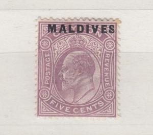 Maldives KEVII 1906 O/P 5c SG4 MVLH J915