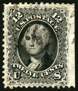 #69 1861 12c Black Washington Fine-Very Fine Used with Light Cancel