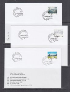 Switzerland Mi 1637/1671, 1998 issues, 8 complete sets in singles on 20 FDCs, VF