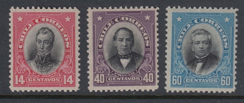 Chile 1912-13 Top Values 2nd President Issue VLM Mint. Scott 117-123