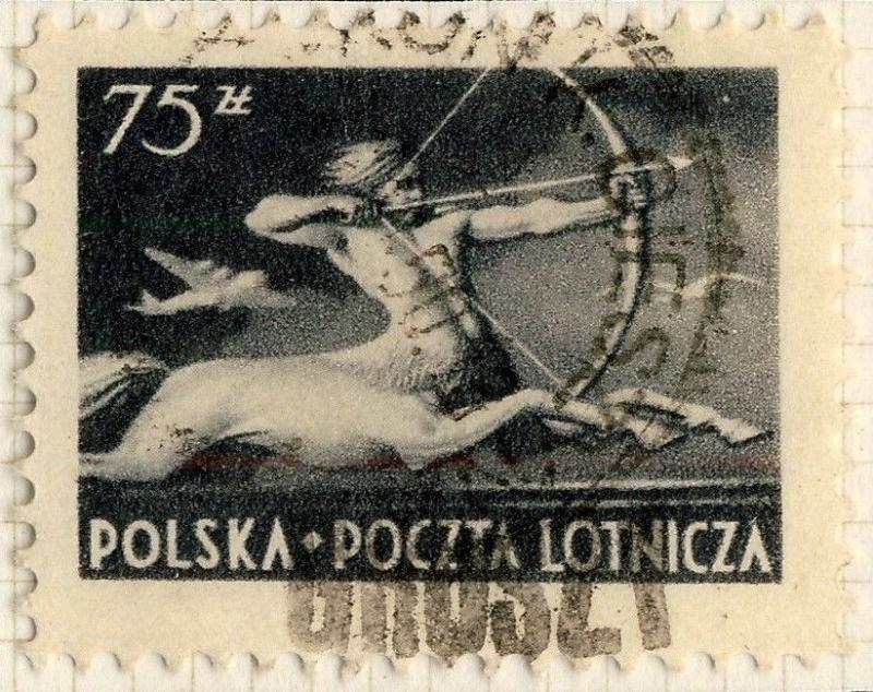 POLOGNE / POLAND 1950 GROSZY O/P T. 3 KATOWICE Kt.1b black Mi.589 USED CIESZYN