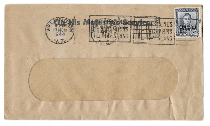Wellington, New Zealand Window Envelope On His Majesty's Service Cover S...