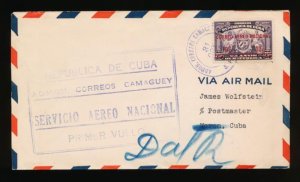 CUBA (US) 1930 FIRST FLIGHT COVER OCT 31,1930 CAMAGUEY - MORON