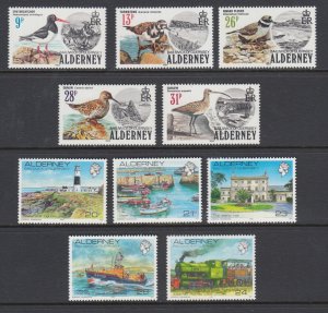 Alderney, Sc 13-17, 42-46 MNH. 1984 Birds, 1989 Lighthouses, VF+