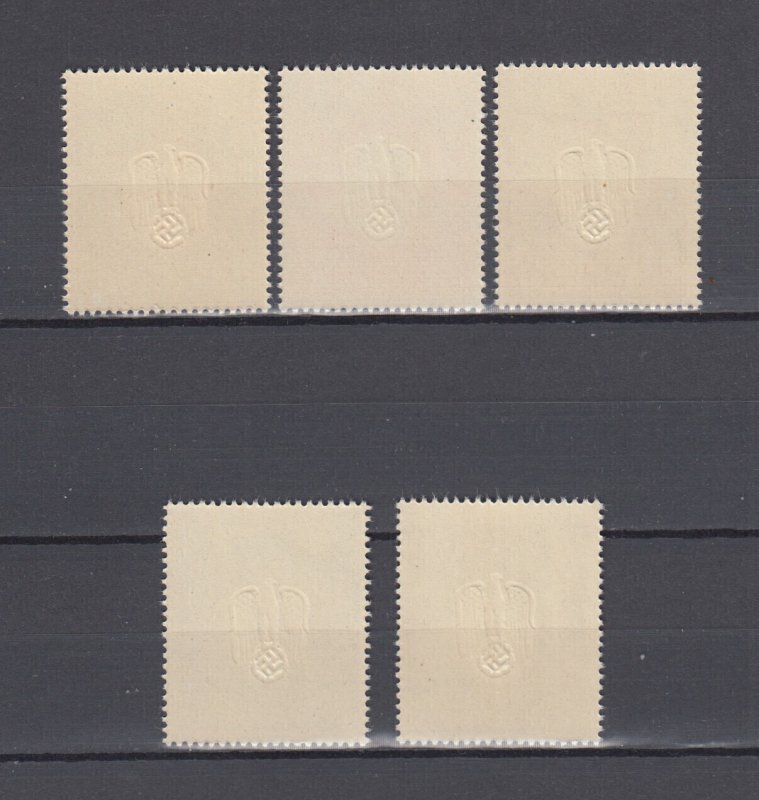 WWII 1943 Third Reich Occup. Generalgouvernment Full Set  Mi 105/109 MNH Luxe