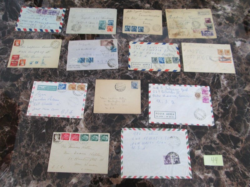 Stunning Lot of 13 Italy Covers Postal History to USA1922-1962